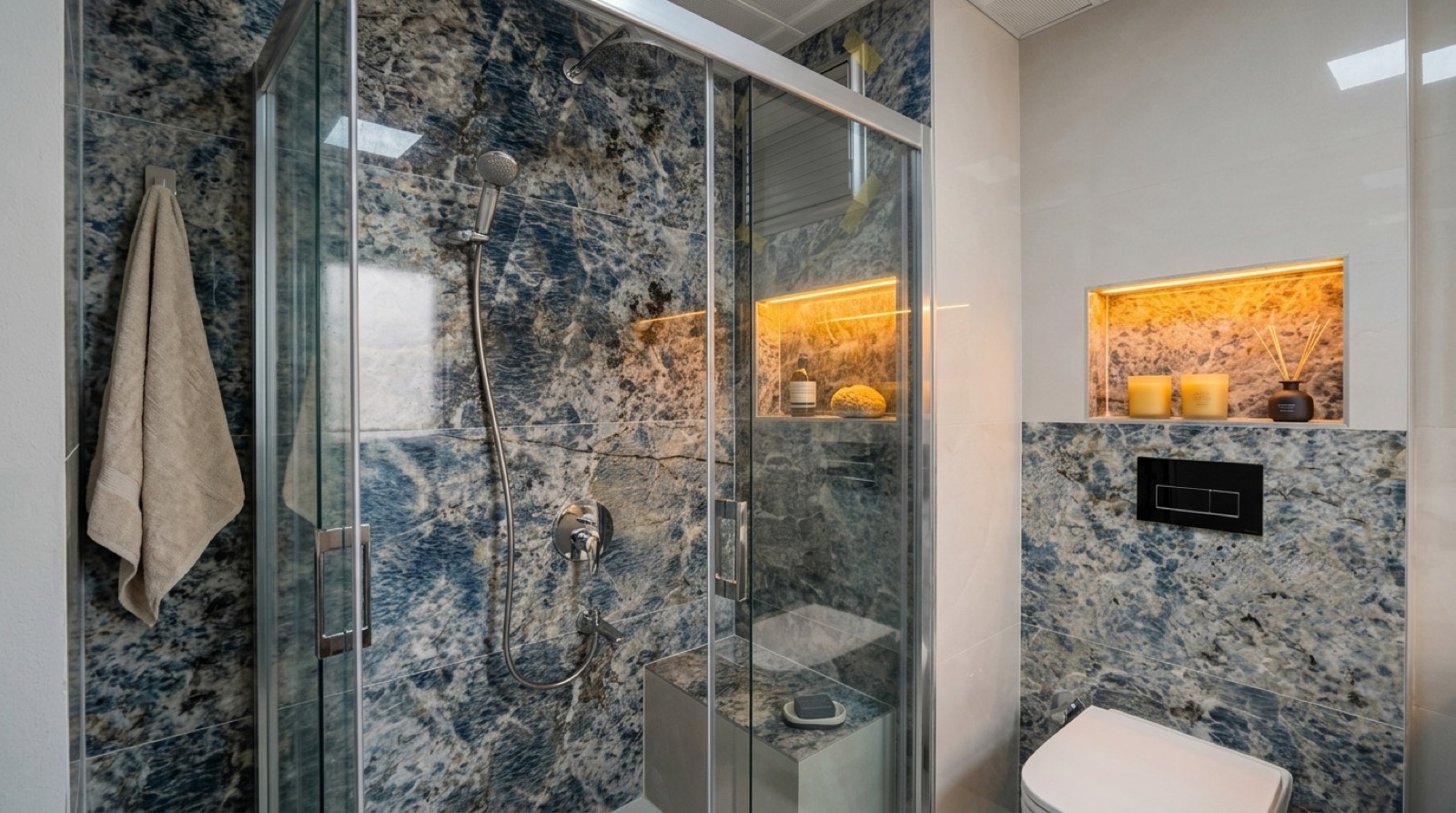Banyo duşakabin cam panel montajı